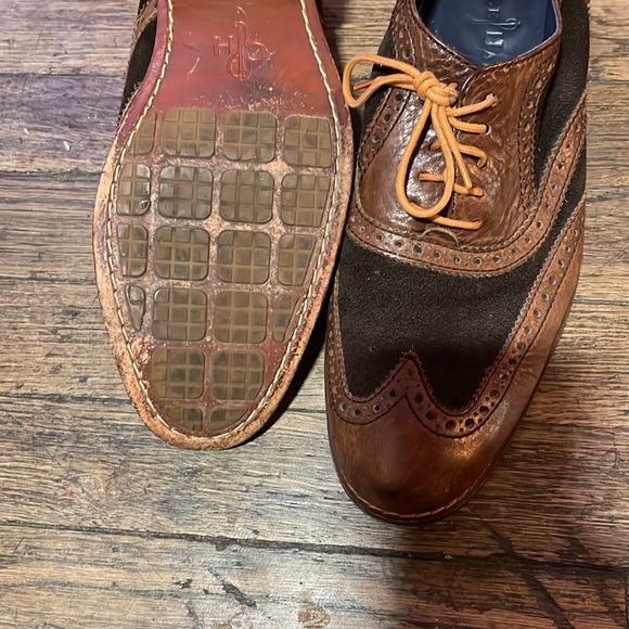 Cole Haan men’s wingtip lace up two tone brown suede and leather size 8 - Picture 4 of 5